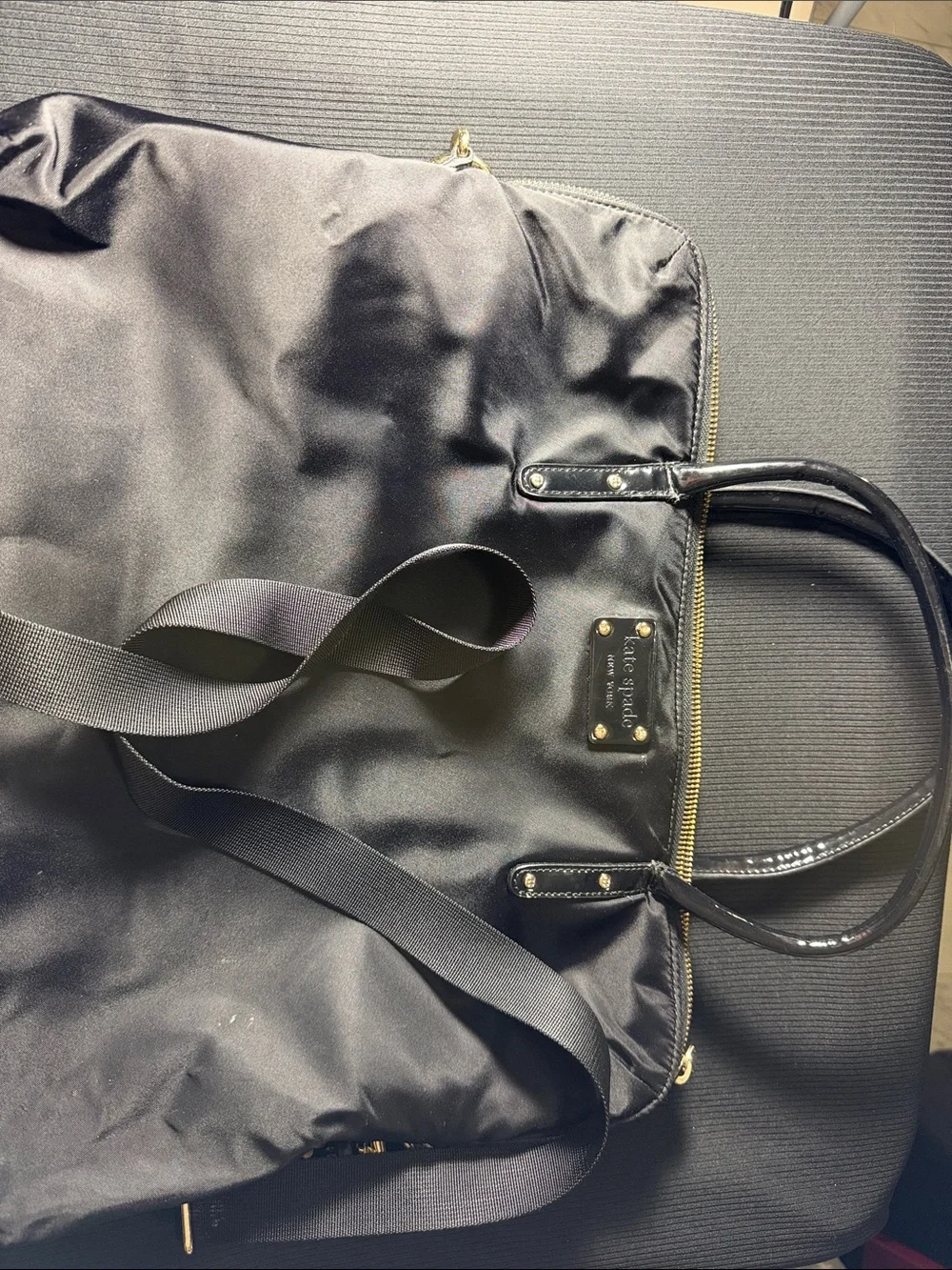 kate spade Black Nylon Laptop Tote with Gold Hardware